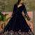 Embroidered v-neck fit & flare ethnic dresses