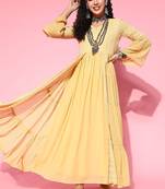 Ethnic motifs zari sequined embroidered georgette maxi ethnic dresses