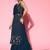 Women embroidered a-line draped flared gown ethnic dress