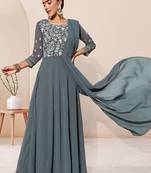 Sequence embroidered draped a-line gown ethnic dress