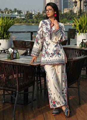 White embroidered maslin cotton co-ord set 1