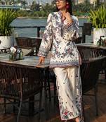 White embroidered maslin cotton co-ord set