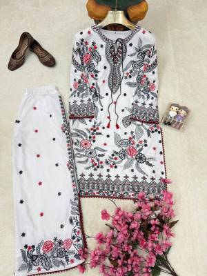 White embroidered maslin cotton co-ord set 2