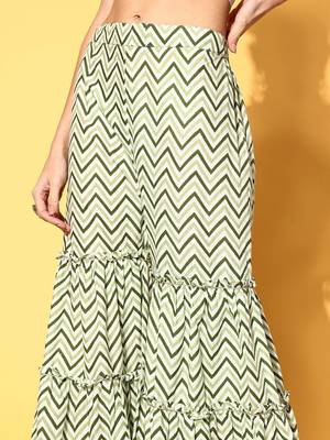 Printed pure cotton a-line kurta with sharara & dupatta set 3