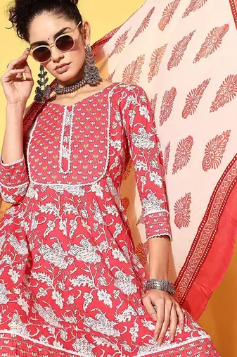 Floral printed kurta sharara with dupatta pure cotton sets