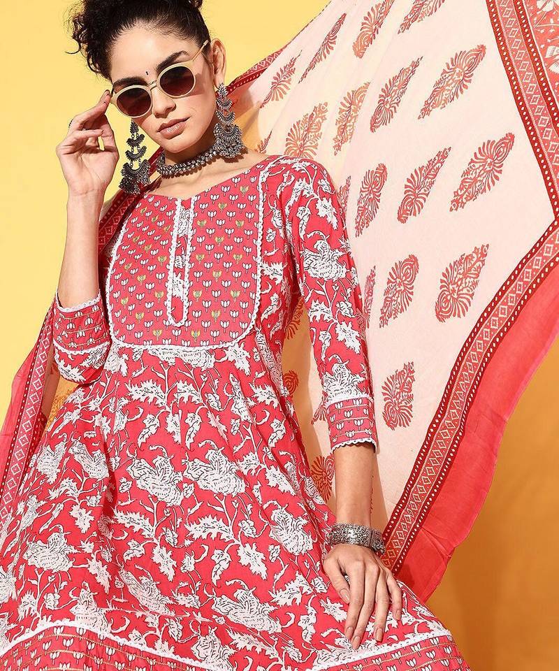 Floral printed kurta sharara with dupatta pure cotton sets