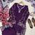 Purple french crepe embroidered kurti palazzo set with printed dupatta
