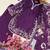 Purple french crepe embroidered kurti palazzo set with printed dupatta