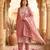 Rose colour muga cotton jamdani pichwai weaving dress material set