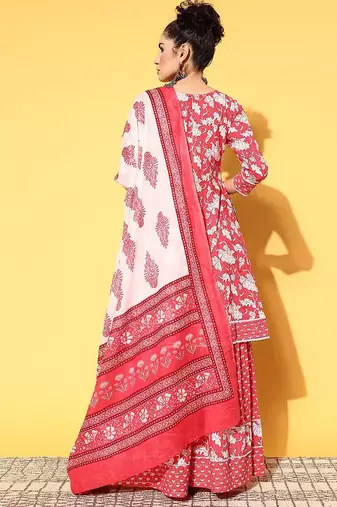 Floral printed kurta sharara with dupatta pure cotton sets