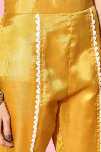 Ethnic motifs embroidered sequinned sleeveless kurta with trouser & dupatta set
