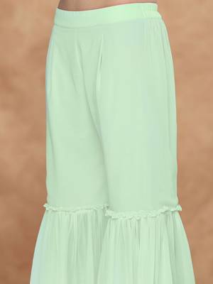 Women sequin embroidered tassel-detail straight kurta & sharara with dupatta 3