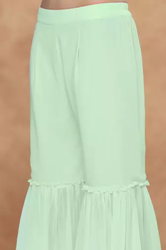 Women sequin embroidered tassel-detail straight kurta & sharara with dupatta