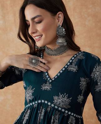 Floral printed a-line kurta & palazzo 3