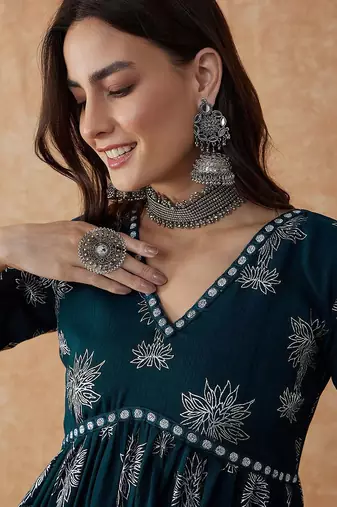 Floral printed a-line kurta & palazzo