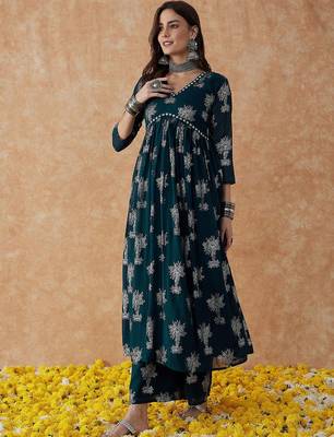 Floral printed a-line kurta & palazzo 1