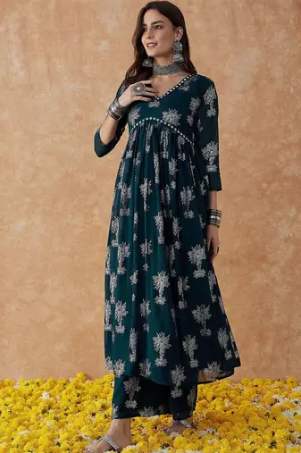 Floral printed a-line kurta & palazzo
