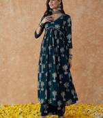 Floral printed a-line kurta & palazzo