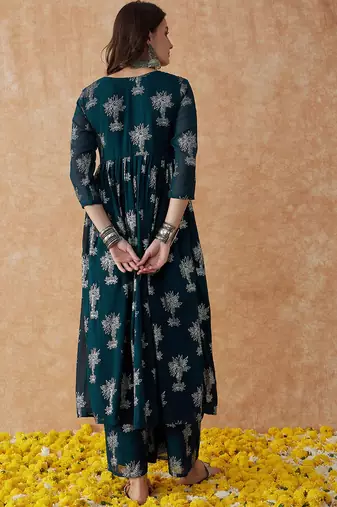 Floral printed a-line kurta & palazzo
