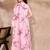 Floral printed organza a-line kurta with trousers & dupatta