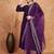 Purple v- neck empire a-line kurta & trousers with dupatta