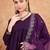Purple v- neck empire a-line kurta & trousers with dupatta