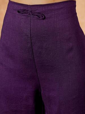 Purple v- neck empire a-line kurta & trousers with dupatta 3