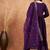 Purple v- neck empire a-line kurta & trousers with dupatta