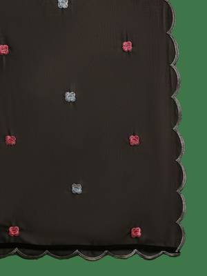 V neck floral embroidered a line kurta with palazzos & dupatta 4