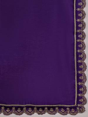 Embroidered zardosi zari sequined silk blend a-line kurta with pant & dupatta 4