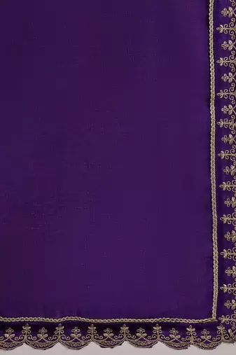 Embroidered zardosi zari sequined silk blend a-line kurta with pant & dupatta