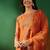 Embroidered boat-neck kurta with trousers & dupatta