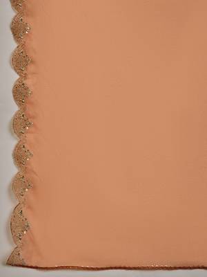 Embroidered boat-neck kurta with trousers & dupatta 4