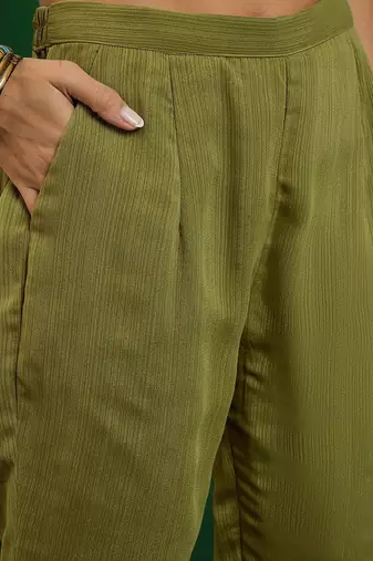 Alia cut embroidered v-neck kurta with trousers & dupatta