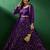 Purple shoulder straps neck sleeveless top with skirt & shrug