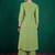 Green ethnic motifs embroidered regular sequinned kurta with palazzos