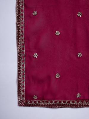 Floral sequin embroidered a-line kurta with trouser & dupatta 4
