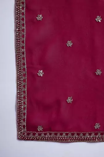 Floral sequin embroidered a-line kurta with trouser & dupatta