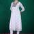 Floral printed sequin embroidered round neck anarkali kurta with trousers