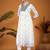 Floral embroidered v-neck sequinned georgette a-line kurta with trouser