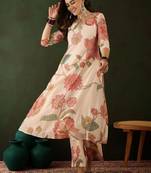 Floral embroidered mirror work kurta with palazzos