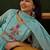 Blue floral embroidered zari sequince anarkali kurta with trousers and dupatta