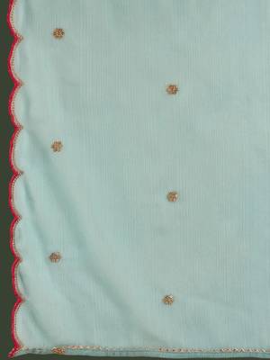 Blue floral embroidered zari sequince anarkali kurta with trousers and dupatta 4