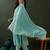 Blue floral embroidered zari sequince anarkali kurta with trousers and dupatta