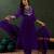Purple ethnic motifs embroidered keyhole neck a-line kurta with trouser & dupatta