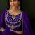 Purple ethnic motifs embroidered keyhole neck a-line kurta with trouser & dupatta