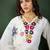 Floral applique worked straight kurta with trousers and dupatta