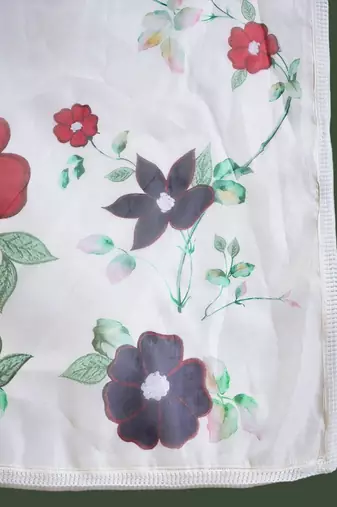 Floral applique worked straight kurta with trousers and dupatta