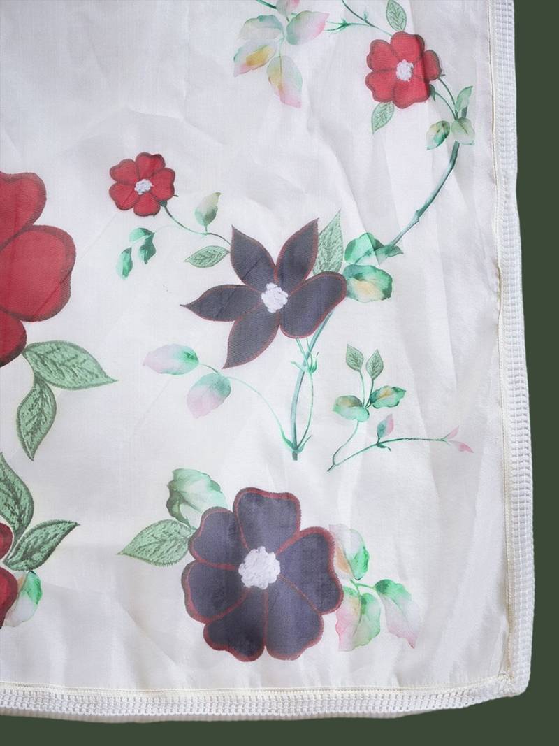 Floral applique worked straight kurta with trousers and dupatta