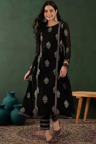 Floral printed a-line kurta with trouser